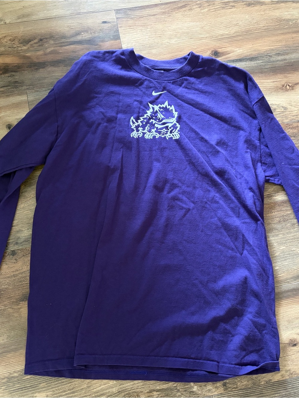 Nike TCU Purple Long Sleeve Tee with White Center Graphic
